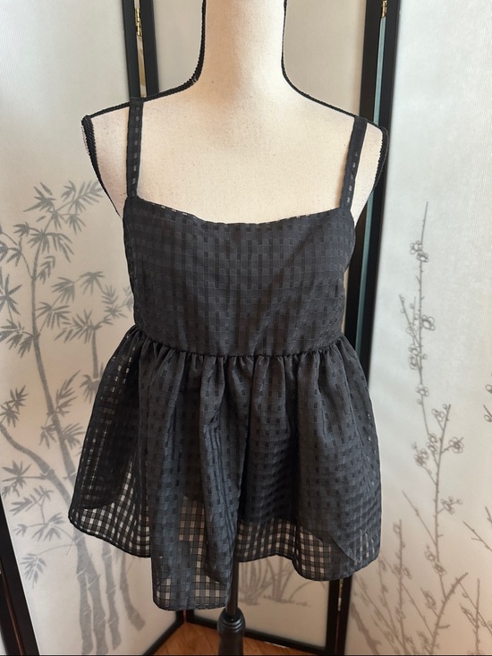 Zara Tops - NWT Zara Black Checkered Peplum Camisole